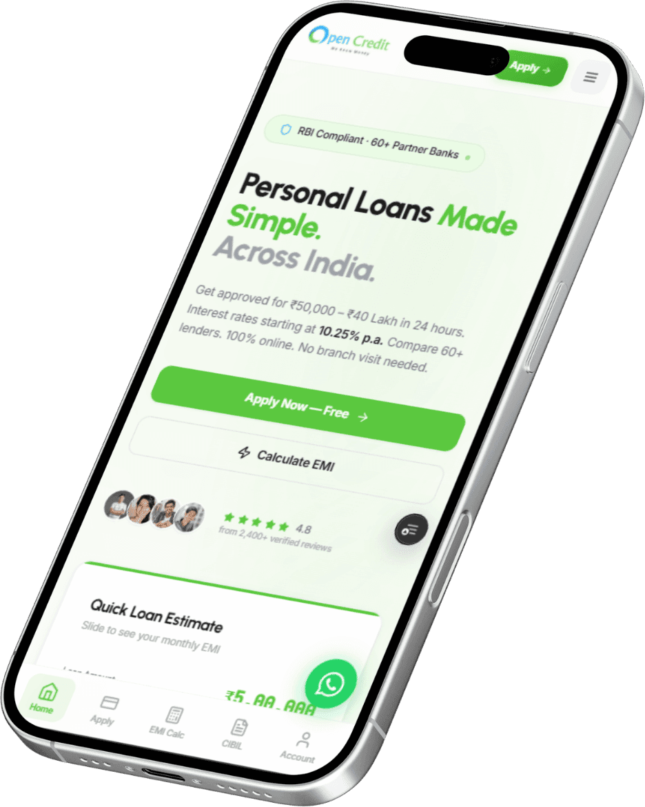 OpenCredit — the fintech site on a phone
